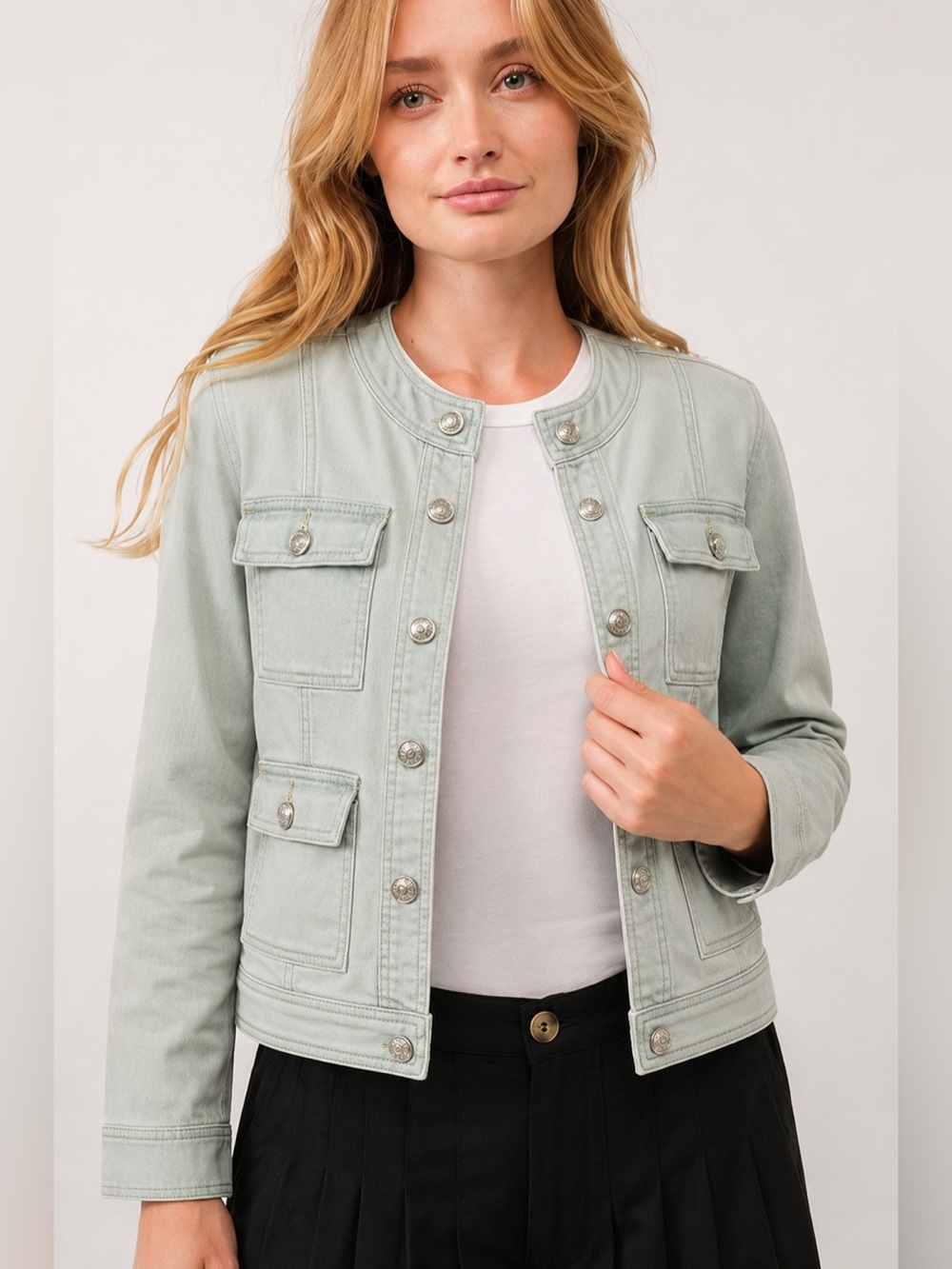 NWT Aaron & Amber light-wash denim jacket Size Small